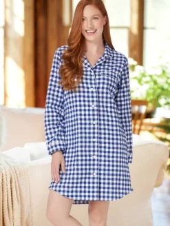 Ella Simone® Women's Gingham Flannel Nightshirt