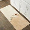 Embroidered Birds Two-Tone Tufted Cotton Bath Rug