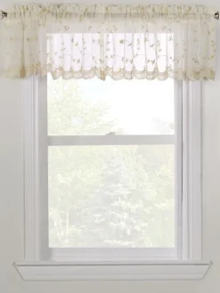 Embroidered Scalloped Rod Pocket Valance