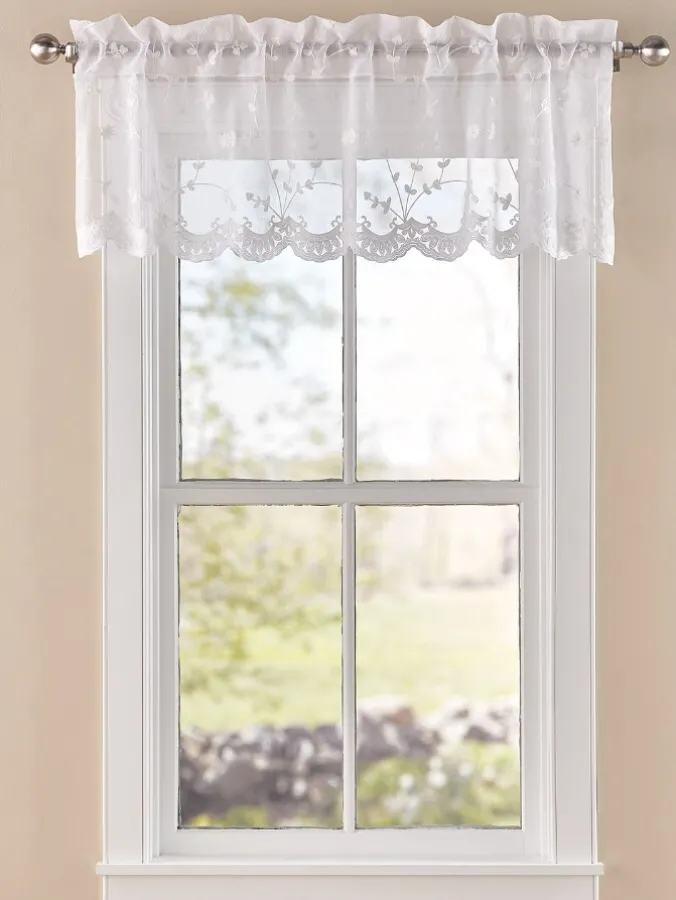 Embroidered Scalloped Rod Pocket Valance