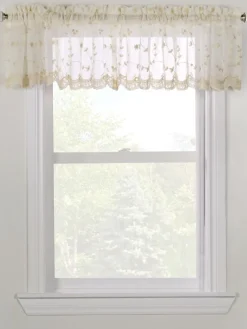 Embroidered Scalloped Rod Pocket Valance