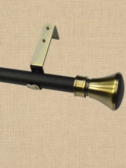 Empire Black/Gold Adjustable Curtain Rod With Flare Finial, 1 Inch