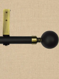 Empire Black/Gold Adjustable Curtain Rod With Ball Finial, 1 Inch