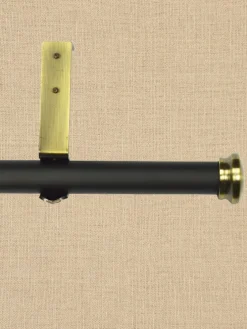 Empire Black/Gold Adjustable Curtain Rod With Flat Finial, 1 Inch