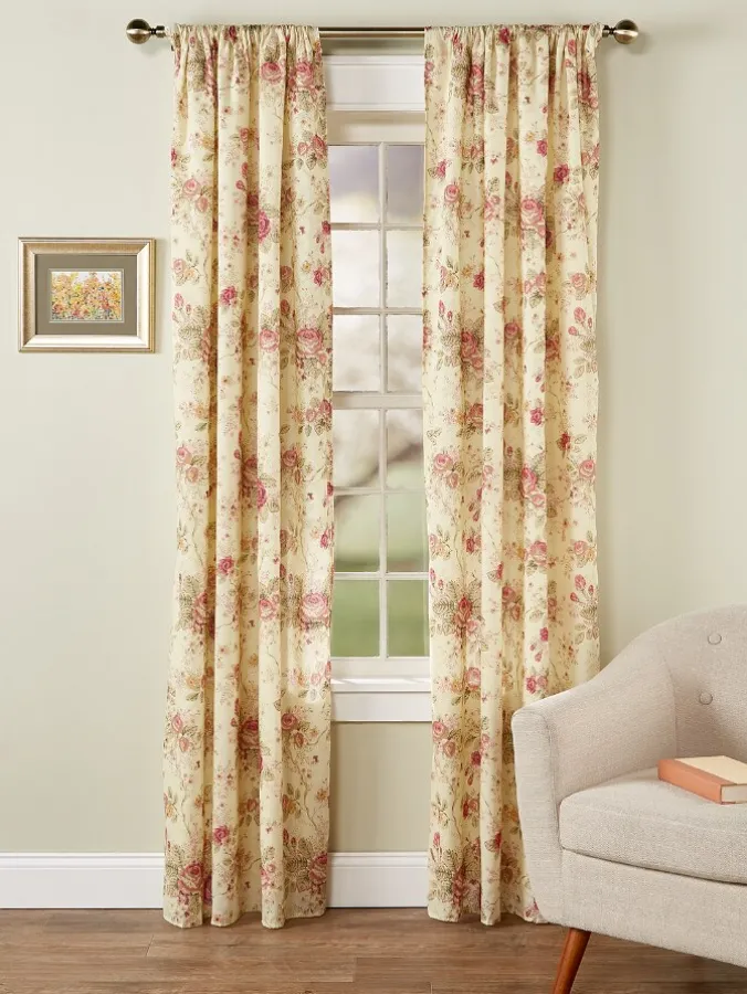 Everlasting Rose Lined Rod Pocket Curtains