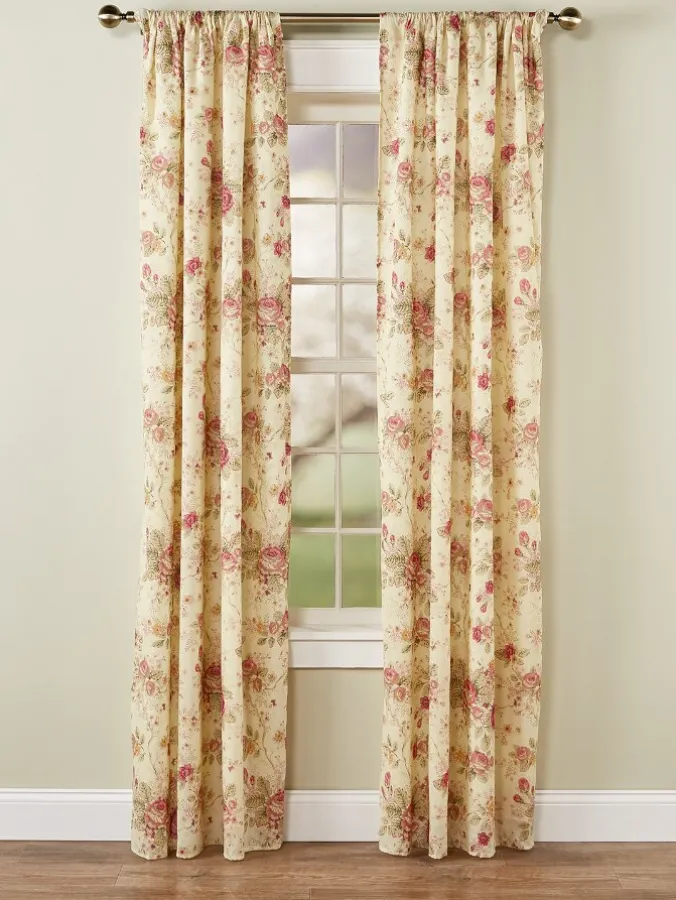 Everlasting Rose Lined Rod Pocket Curtains