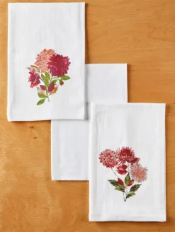 Falling Flowers Flour Sack Cotton Kitchen Towel Set