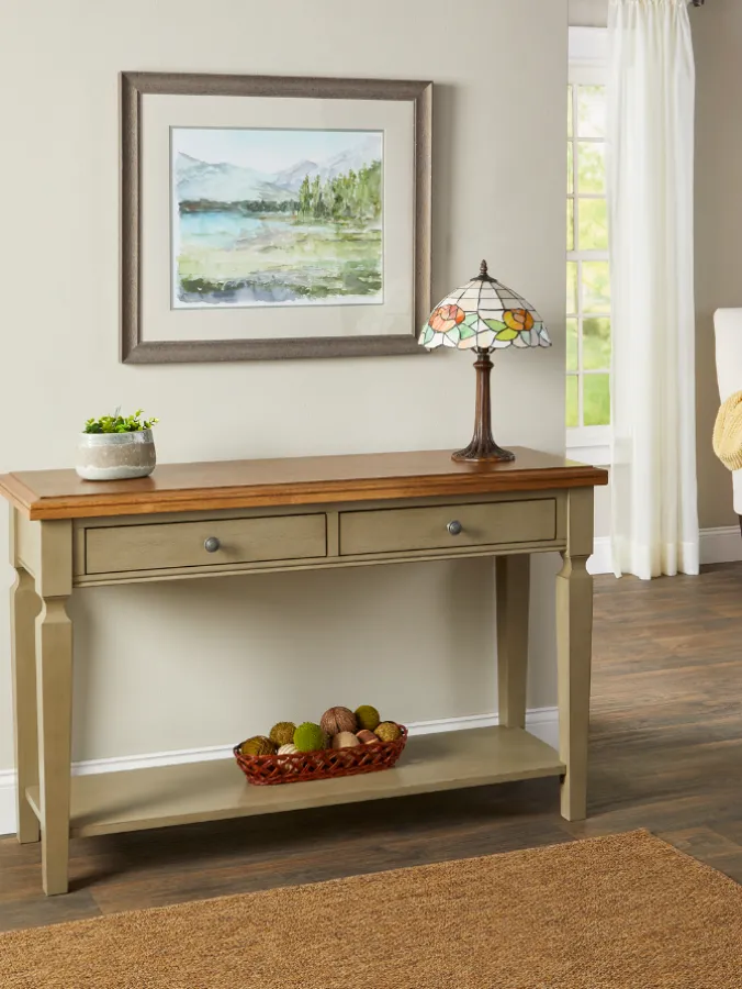 Farmhouse Turned Leg Wood Console Table