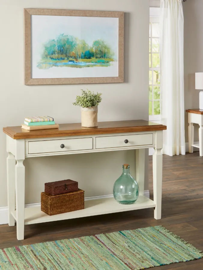 Farmhouse Turned Leg Wood Console Table