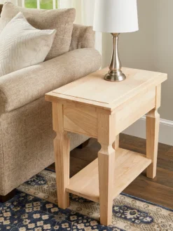 Farmhouse Turned Leg Wood Side Table