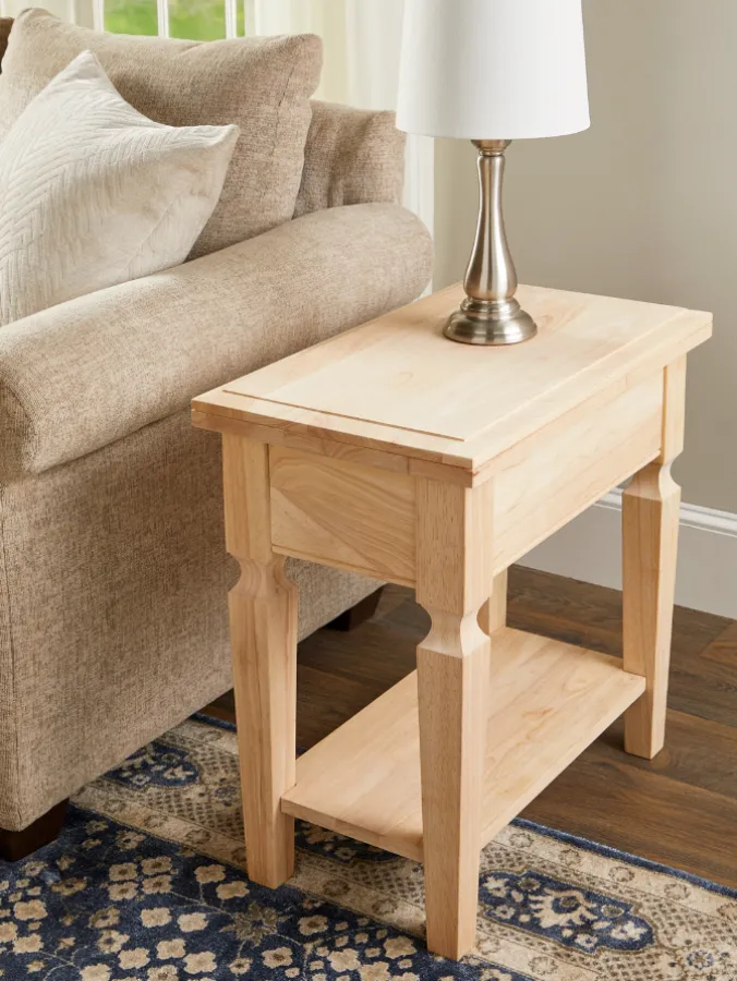 Farmhouse Turned Leg Wood Side Table