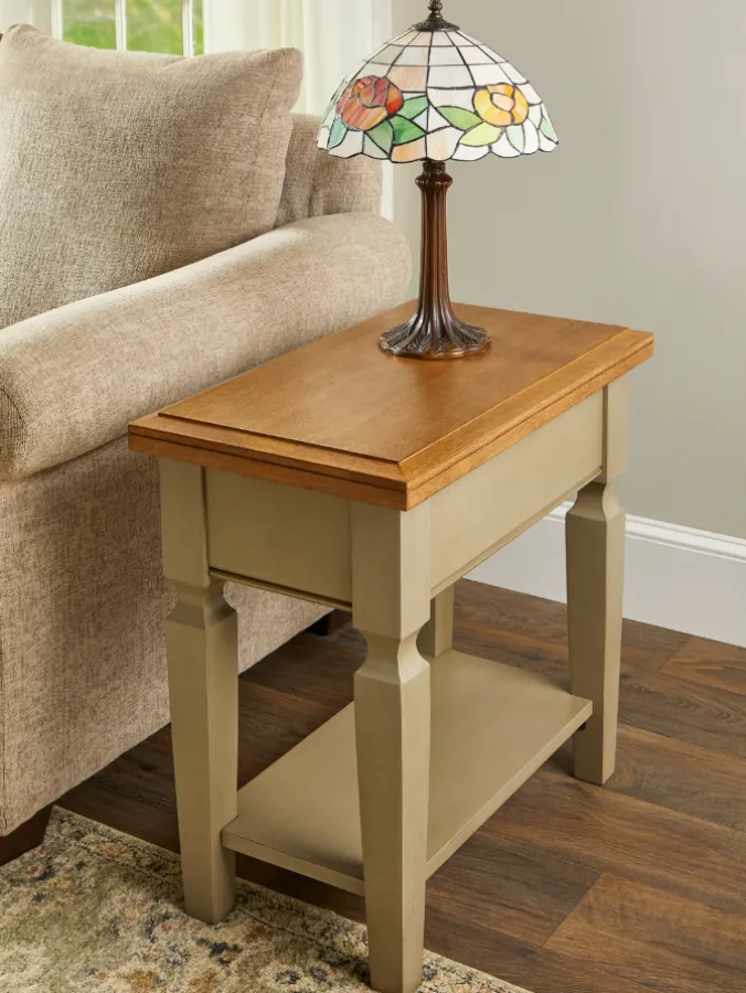 Farmhouse Turned Leg Wood Side Table