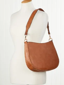 Faux Leather Crossbody Bag With Dual Straps