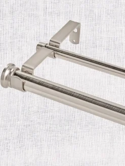 Flat Finial Double Curtain Rod, 1 Inch and 5/8 Inch