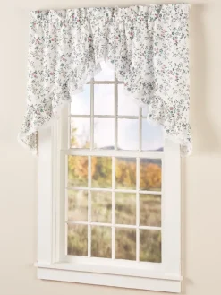 Floral And Lace Rod Pocket Swag Pair