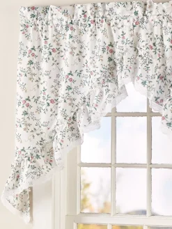Floral And Lace Rod Pocket Swag Pair