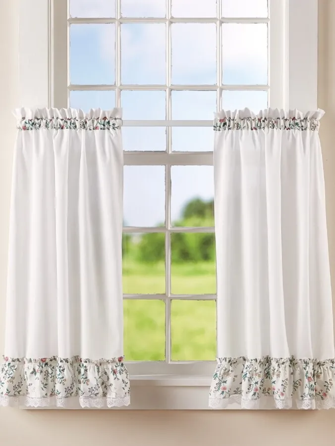 Floral And Lace Rod Pocket Tiers