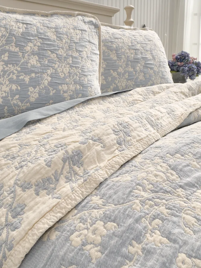 Floral Blossoms Reversible Coverlet or Pillow Sham
