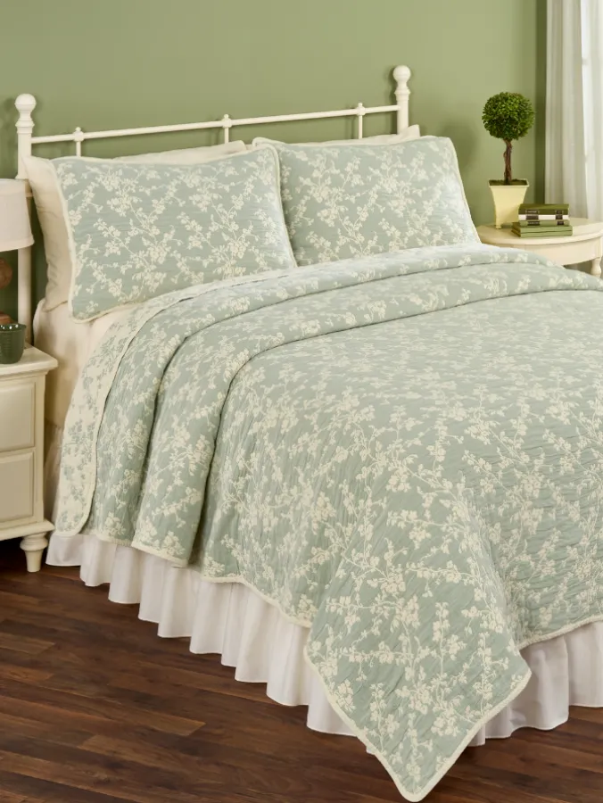 Floral Blossoms Reversible Coverlet or Pillow Sham