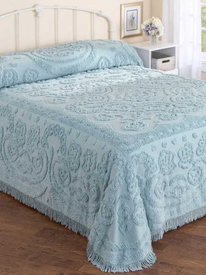 Floral Chenille Bedspread or Pillow Sham