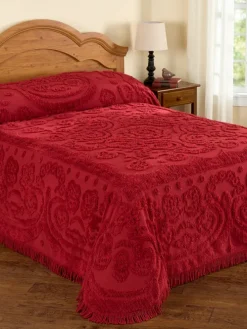 Floral Chenille Bedspread or Pillow Sham