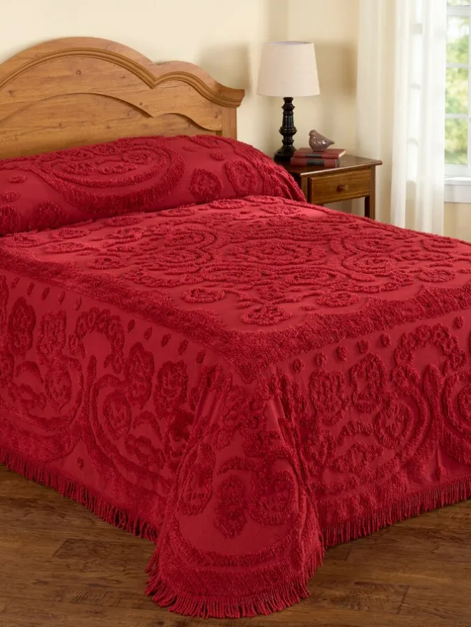 Floral Chenille Bedspread or Pillow Sham