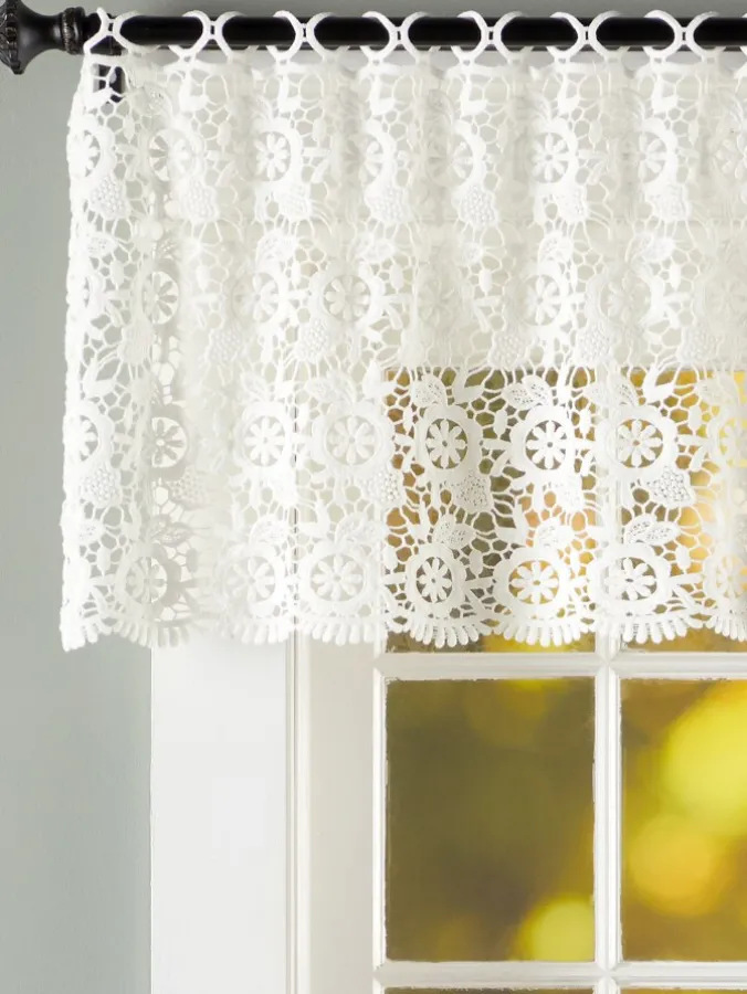 Floral Medallions Macrame Wide Tailored Valance