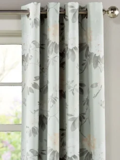 Floral Supreme Room Darkening Grommet Top Short Curtain Panel With Pull Wand