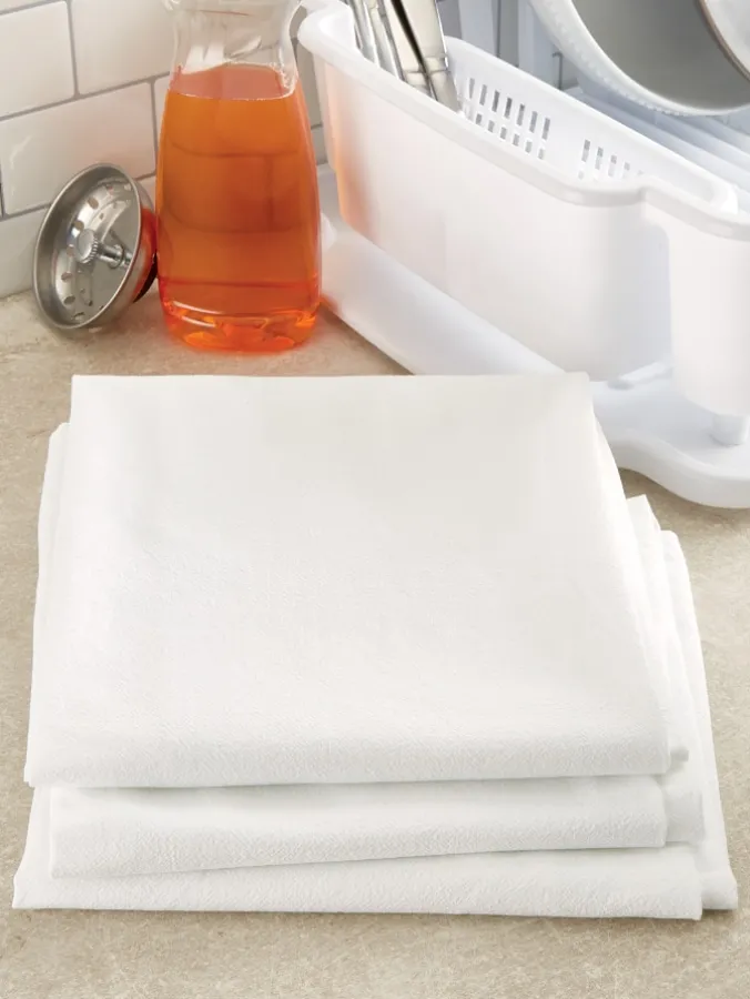Flour Sack White Cotton Towel Set, In 2 Sizes