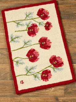 Flower Garden Hooked Wool Throw Rug