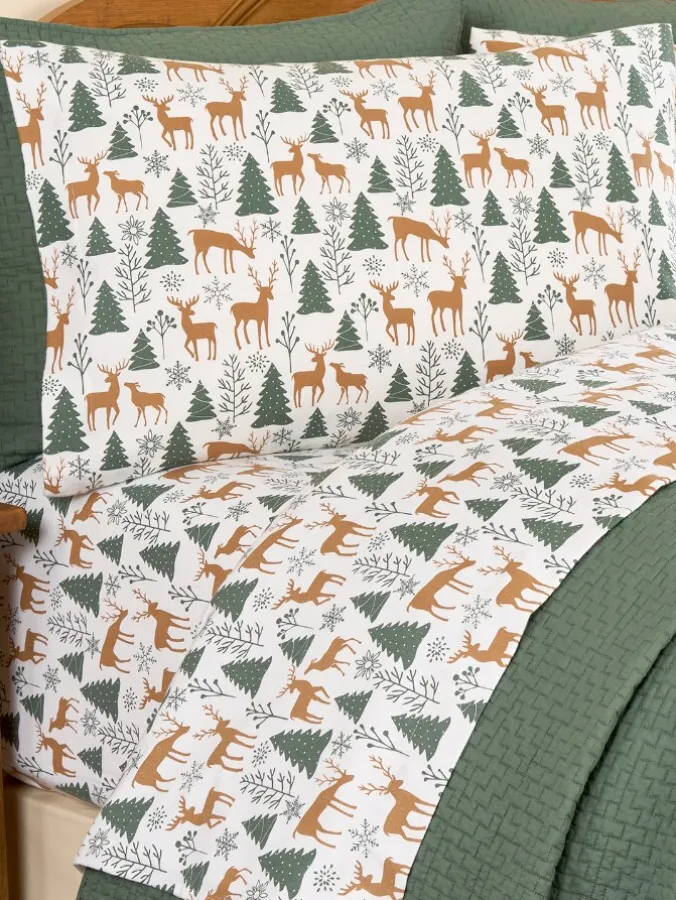 Forest Friends Nordic Print Portuguese Cotton Flannel Sheet Set
