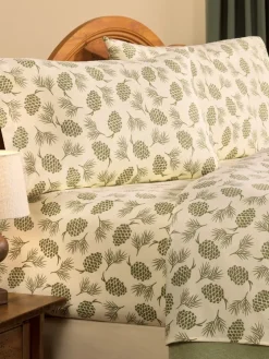 Forest Pinecone Portuguese Cotton Flannel Sheet Set