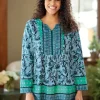 French Country Floral Notch-Neck Tunic
