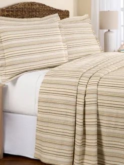 Fresh Stripe Seersucker Bedspread or Pillow Sham