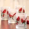 Frosted Red Cardinal Double Old-Fashioned Glasses, Set of 4