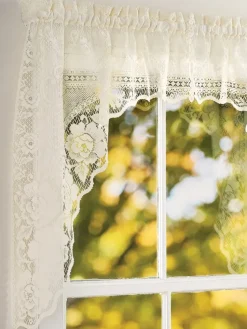 Garden Rose Lace Rod Pocket Swag Pair