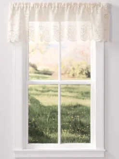 Garden Rose Lace Rod Pocket Valance