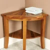 Genuine Teak Corner Spa Bench With Shelf