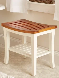 Genuine Teak Duotone Wide Spa Bench With Shelf