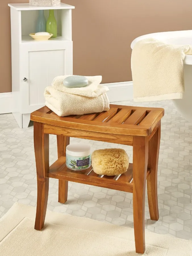 Genuine Teak Spa Bench With Shelf