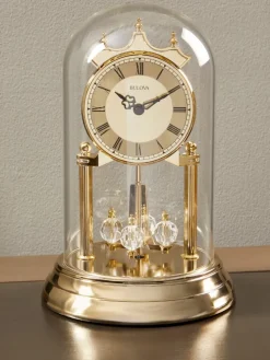 Glass Dome Brass Tabletop Clock