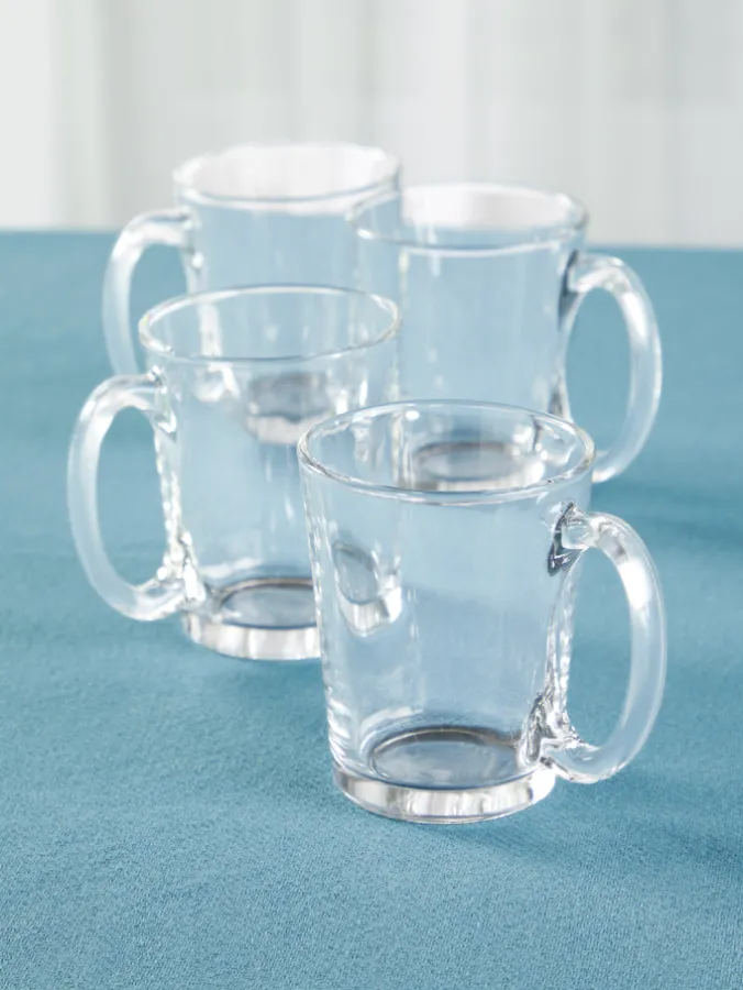 Glass Mugs With Handles, Set of 4