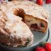 Glazed Strawberry Rhubarb Cake