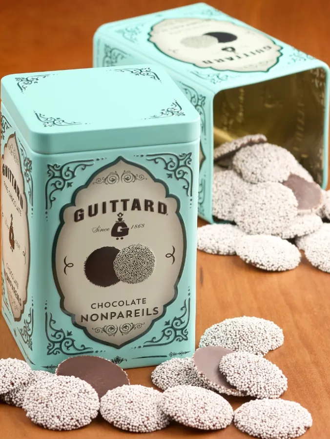 Green Guittard Chocolate Nonpareils Tin