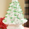 Green Holly Leaf Ceramic Christmas Tree Bulbs