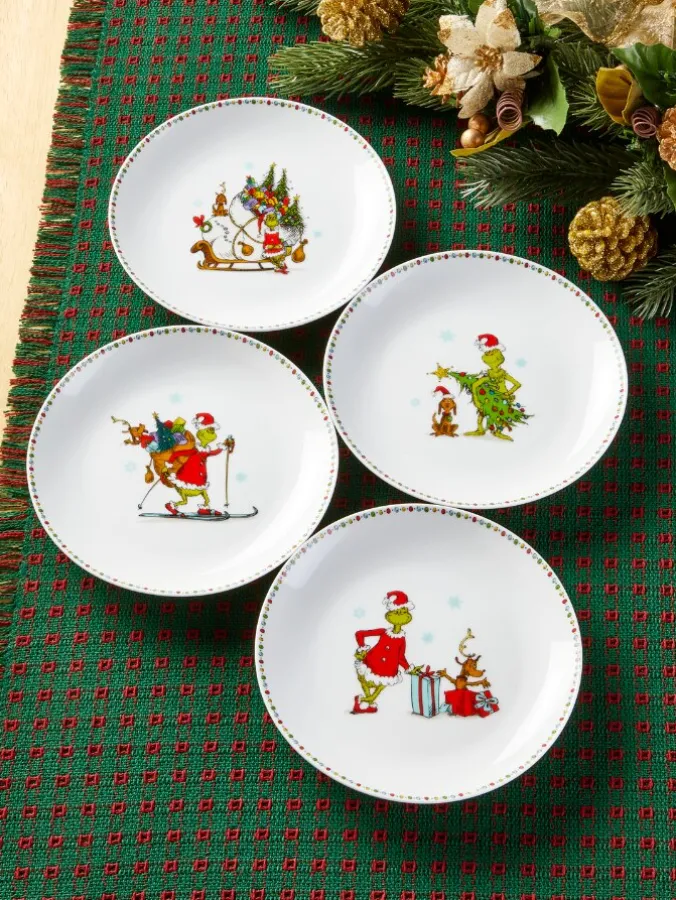 Grinch Appetizer Plate, Set of 4