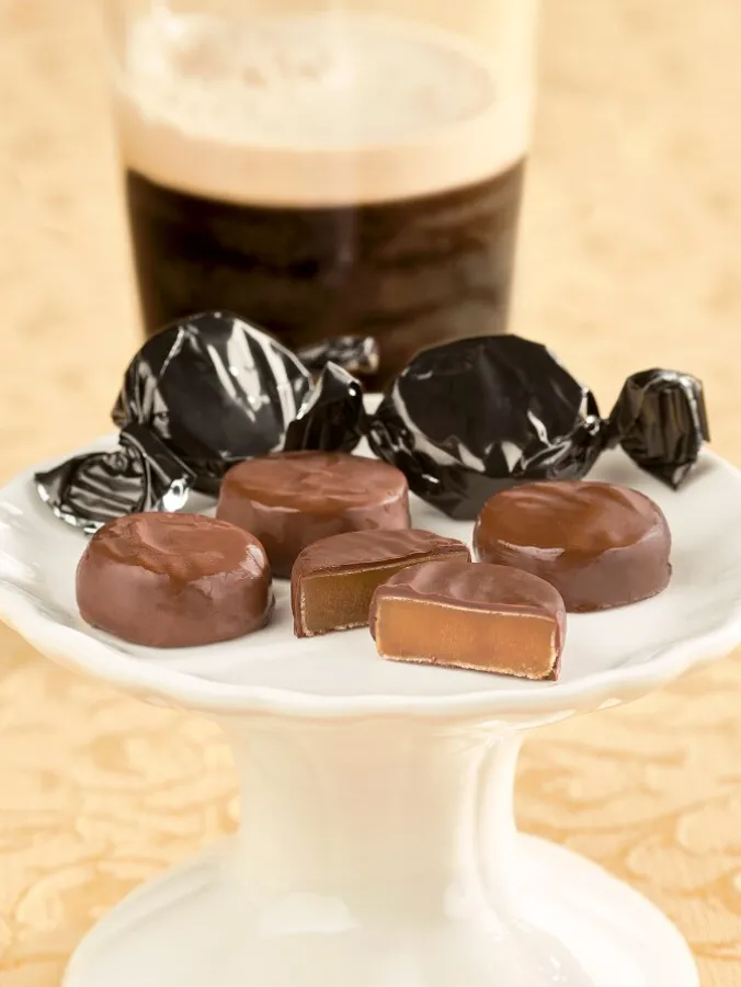 Guinness or Baileys Chocolate-Covered Caramels