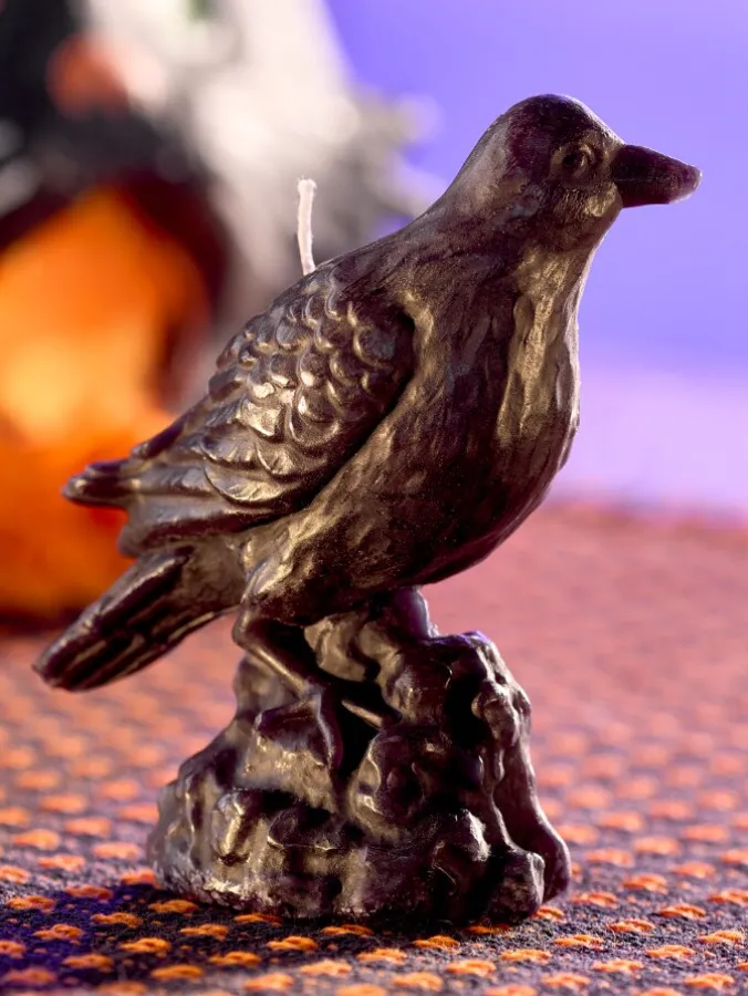 Halloween Black Crow 4-Inch Candle