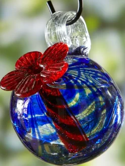 Hand-Blown Glass Hummingbird Feeder
