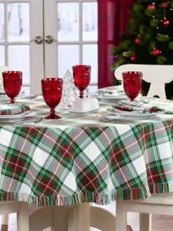 Hartland Christmas Plaid Mountain Weave Cotton Tablecloth